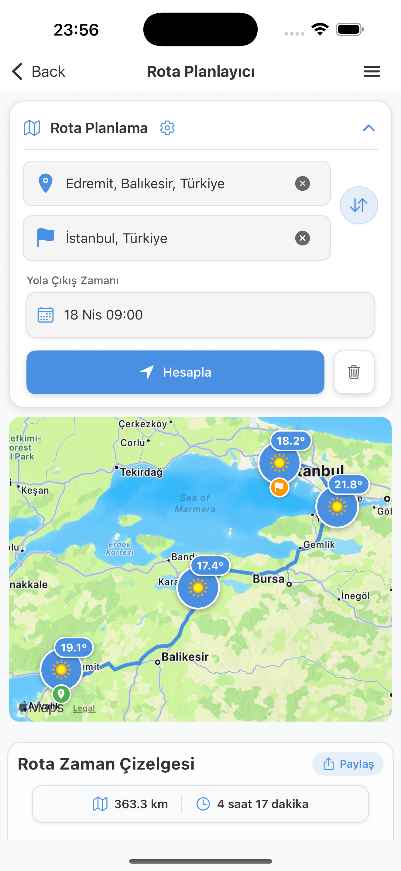 WhatsTheWeather Home Screen
